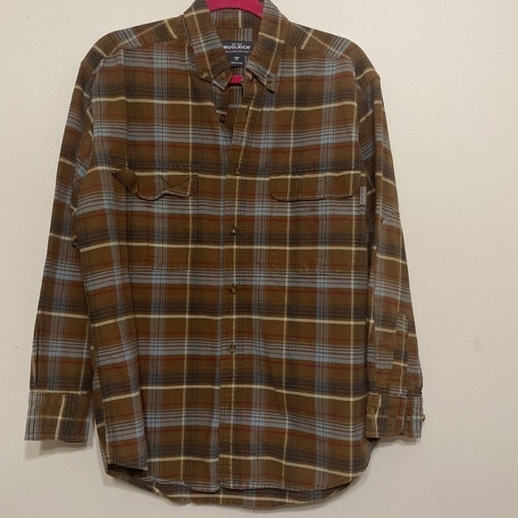 Woolrich mens shirt button down  M plaid  fall casual office Grandpa Y2k - Picture 8 of 8